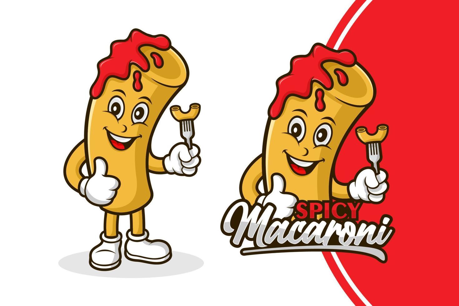 picante Macarrão mascote desenho animado Projeto logotipo vetor