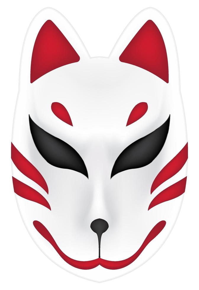 máscara de raposa kitsune do Japão em fundo branco vetor