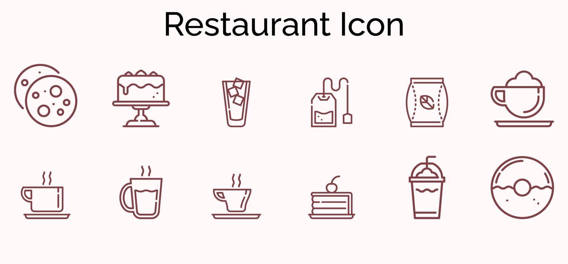 restaurante ícone conjunto ilustração vetor