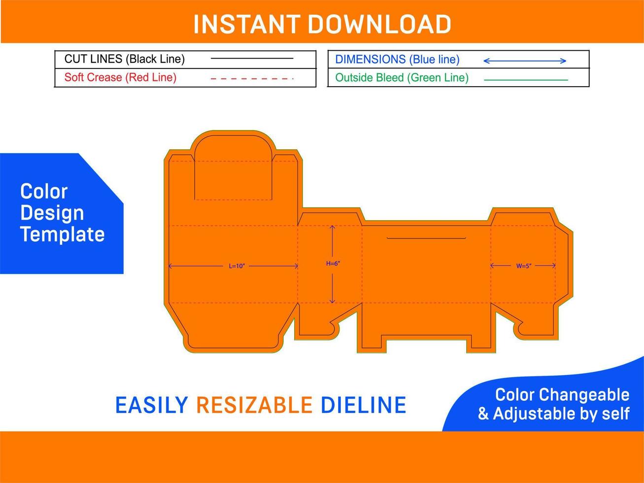 personalizado Projeto caixa dieline modelo e 3d vetor Arquivo cor Projeto modelo