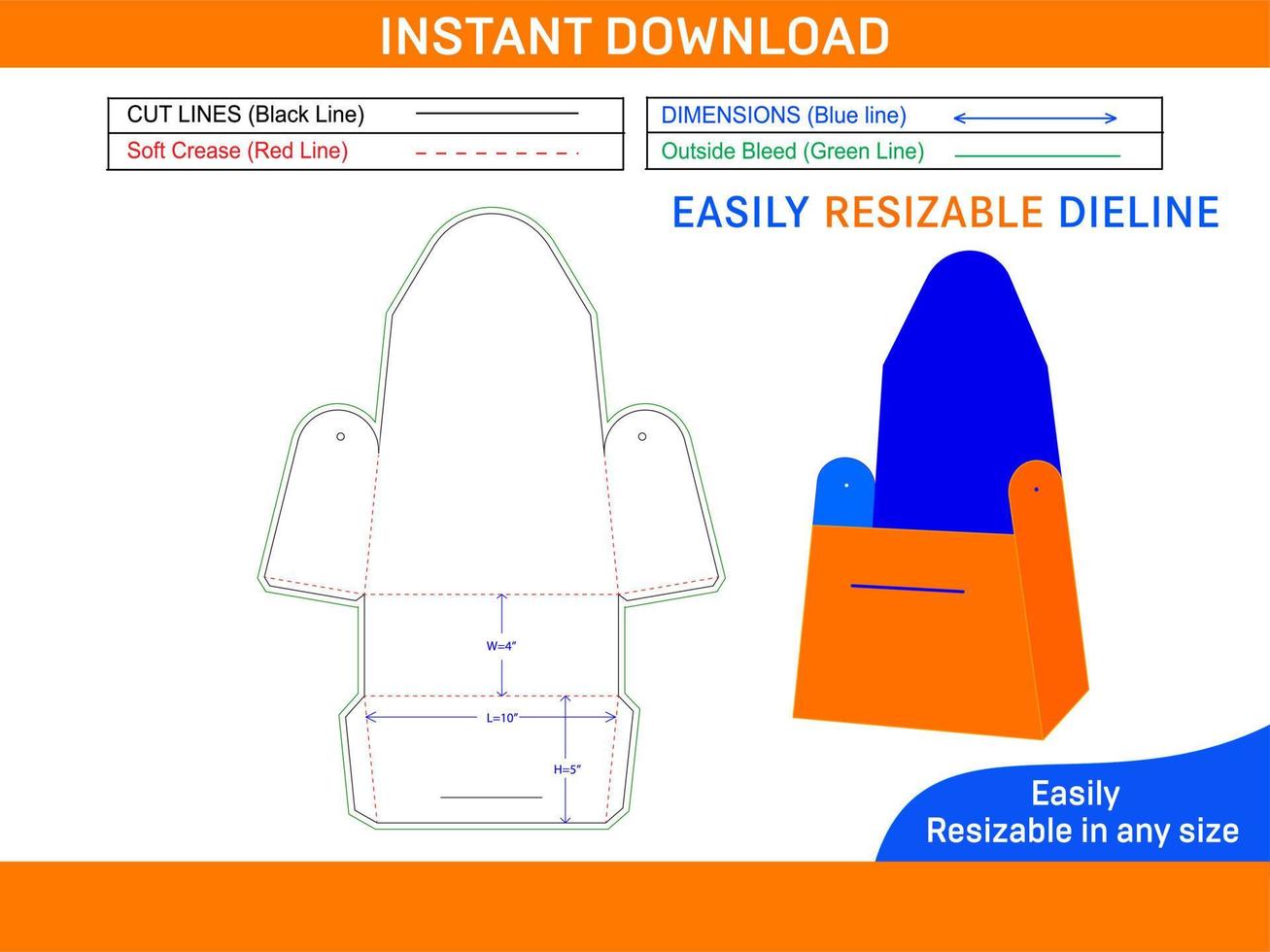 desenhador senhoras Bolsa saco dieline modelo e 3d saco vetor Arquivo caixa dieline e 3d caixa