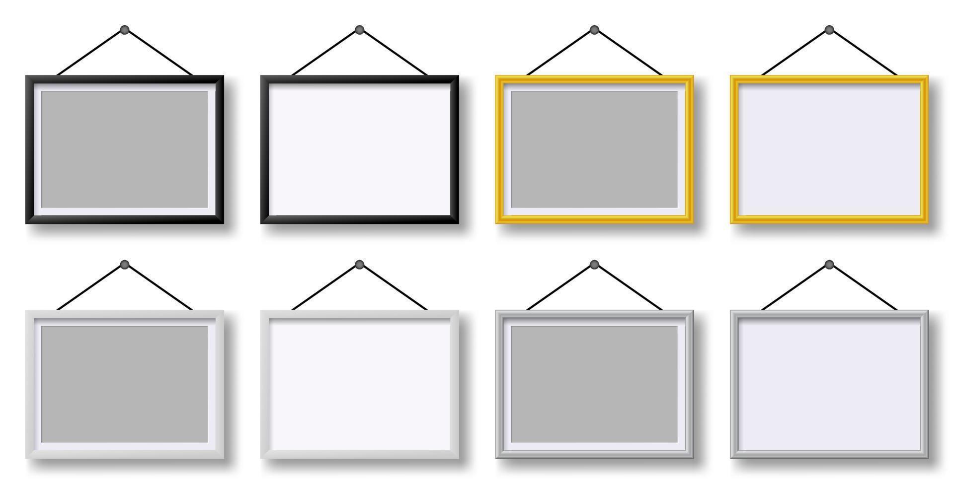 em branco cenário quadro. realista quadros para quadros ou fotografias. vetor