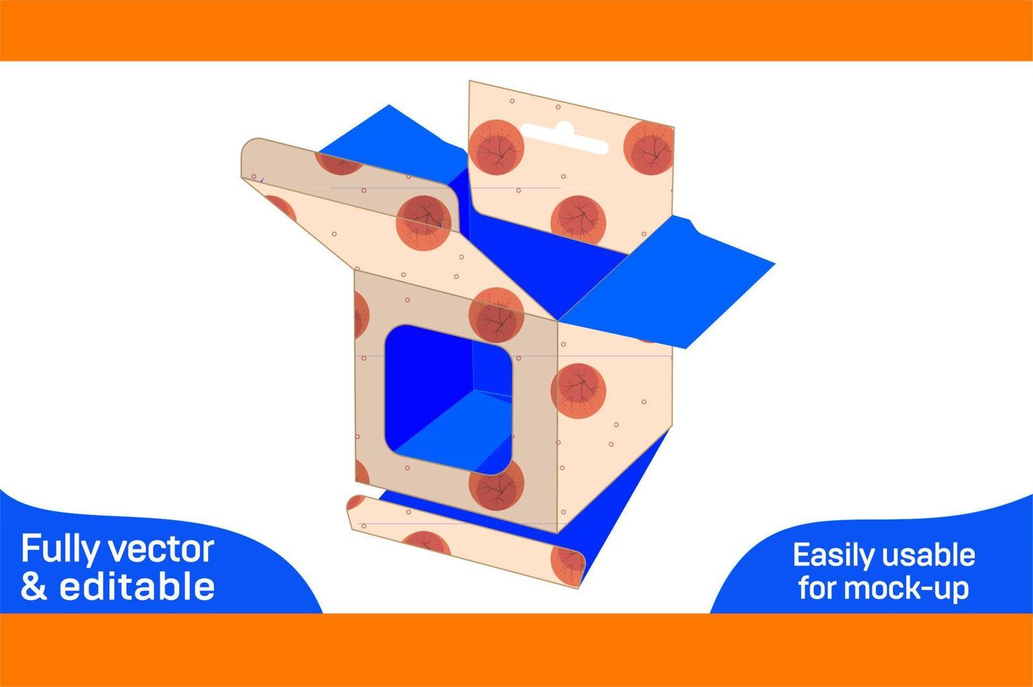 Móvel carregador quadrado estalar trava caixa, suspensão janela caixa dieline modelo Projeto e 3d caixa vetor