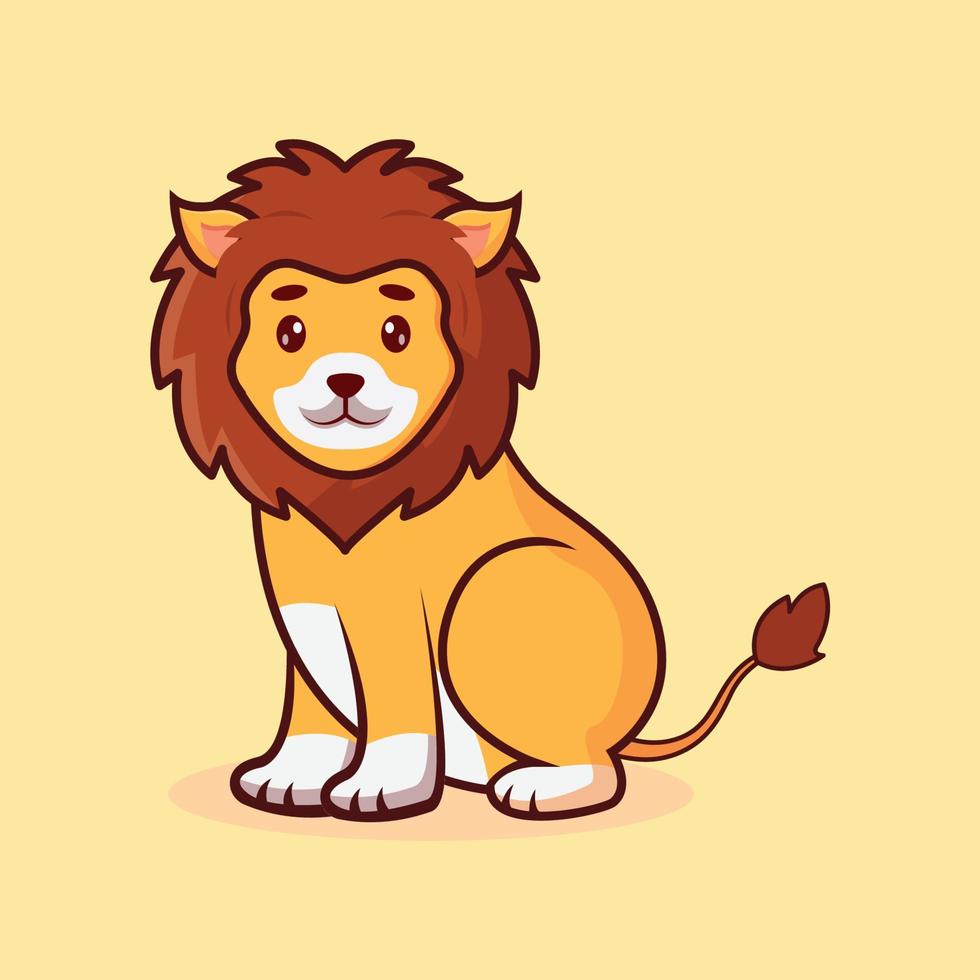 vetor fofa leão sentado desenho animado vetor ícone ilustração
