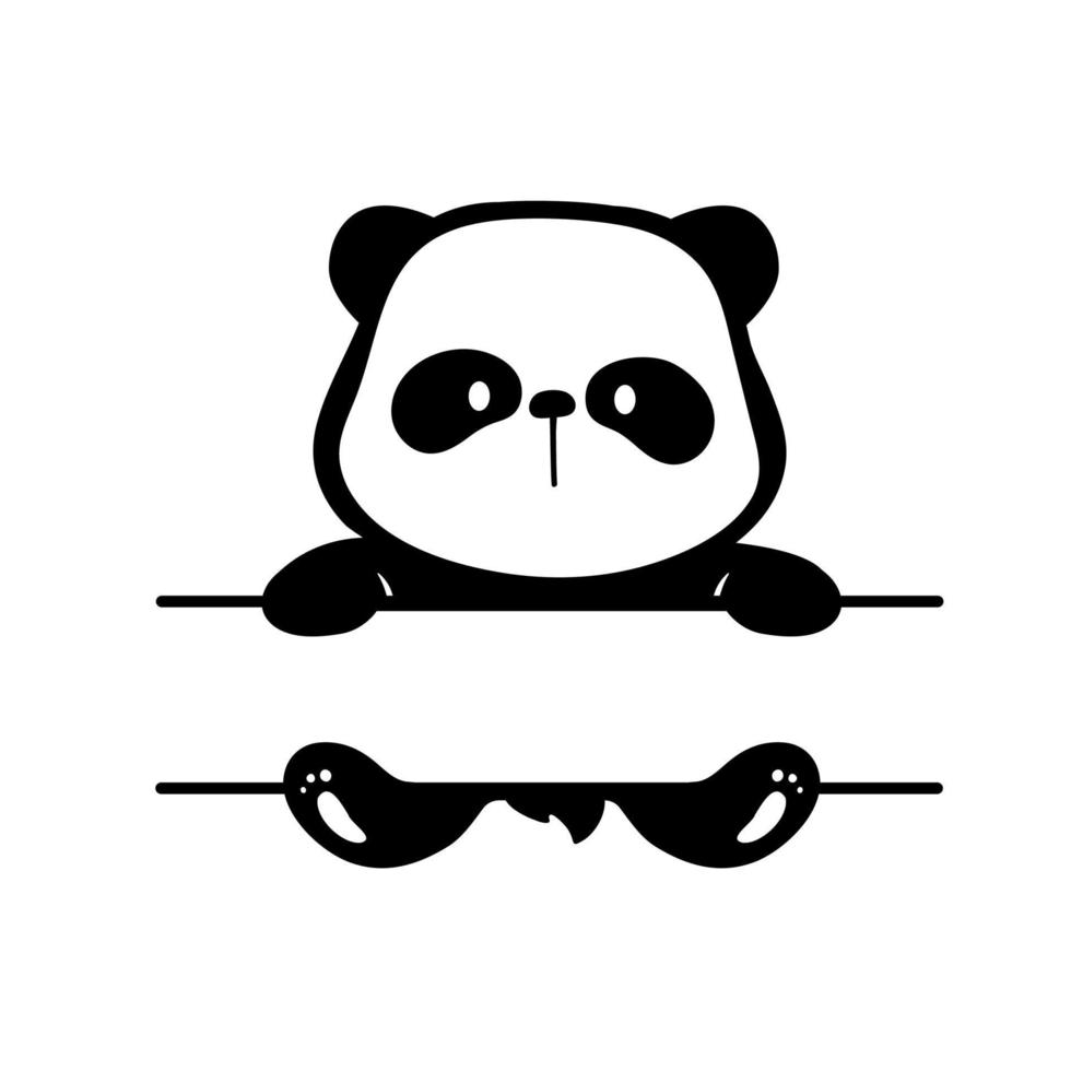 pequeno panda silhueta fazer fofa gestos animal desenhos animados para crianças vetor