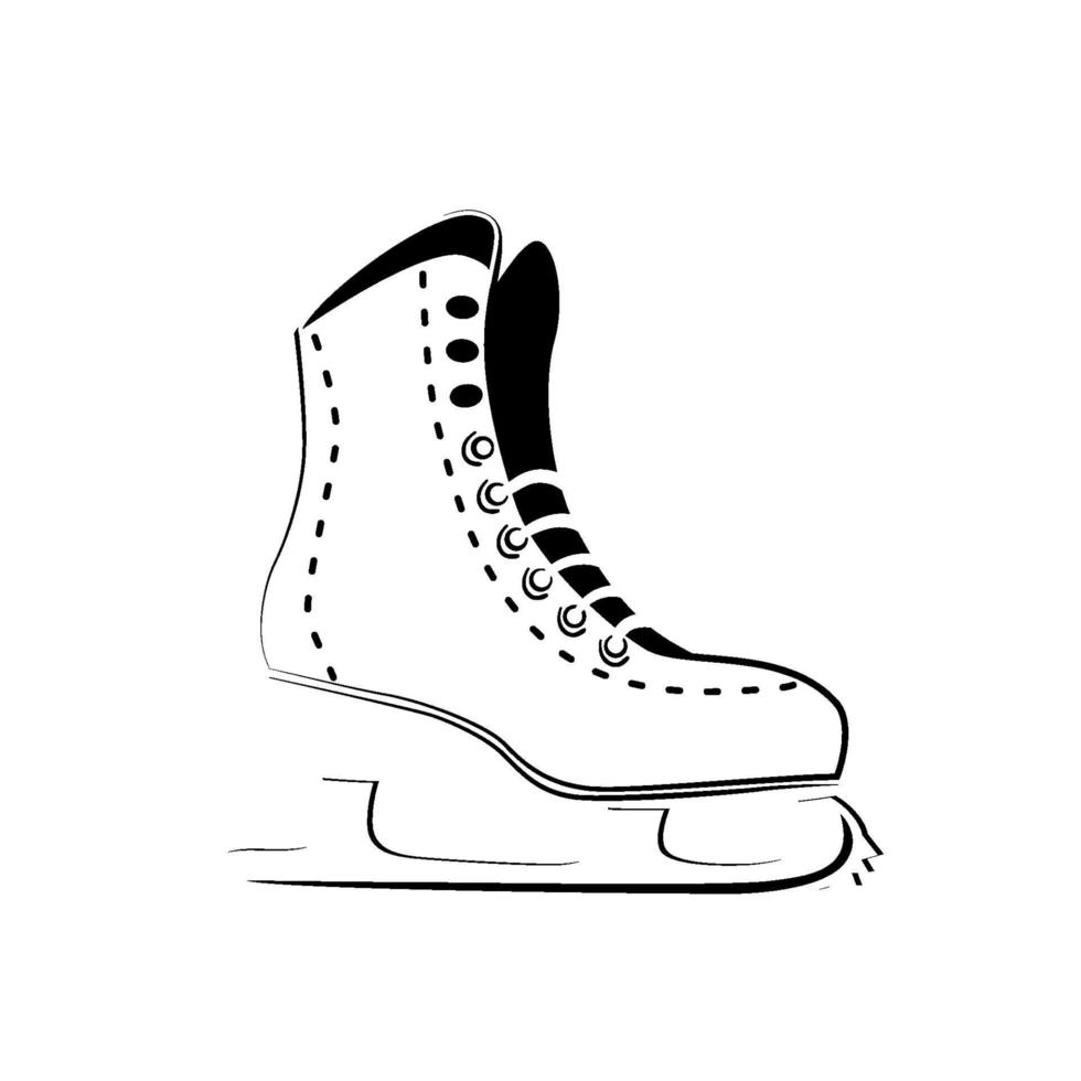 logotipo do ícone de patinar no gelo. desenho de contorno de símbolo de patinação artística, linha fina estilizada, esboço. projeto de atividade de esporte de inverno. sinal de vetor isolado no fundo branco.