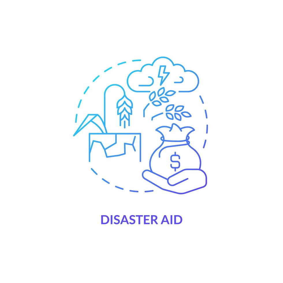 desastre ajuda azul gradiente conceito ícone. seguro estratégia para agricultores. agrícola subvenção abstrato idéia fino linha ilustração. isolado esboço desenhando vetor