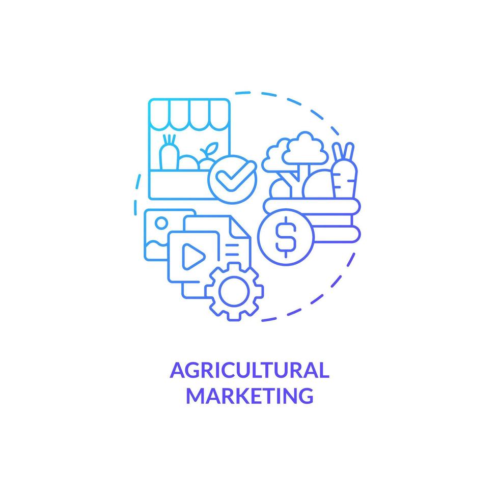 agrícola marketing azul gradiente conceito ícone. produtos anúncio. agricultura o negócio subvenção abstrato idéia fino linha ilustração. isolado esboço desenhando vetor