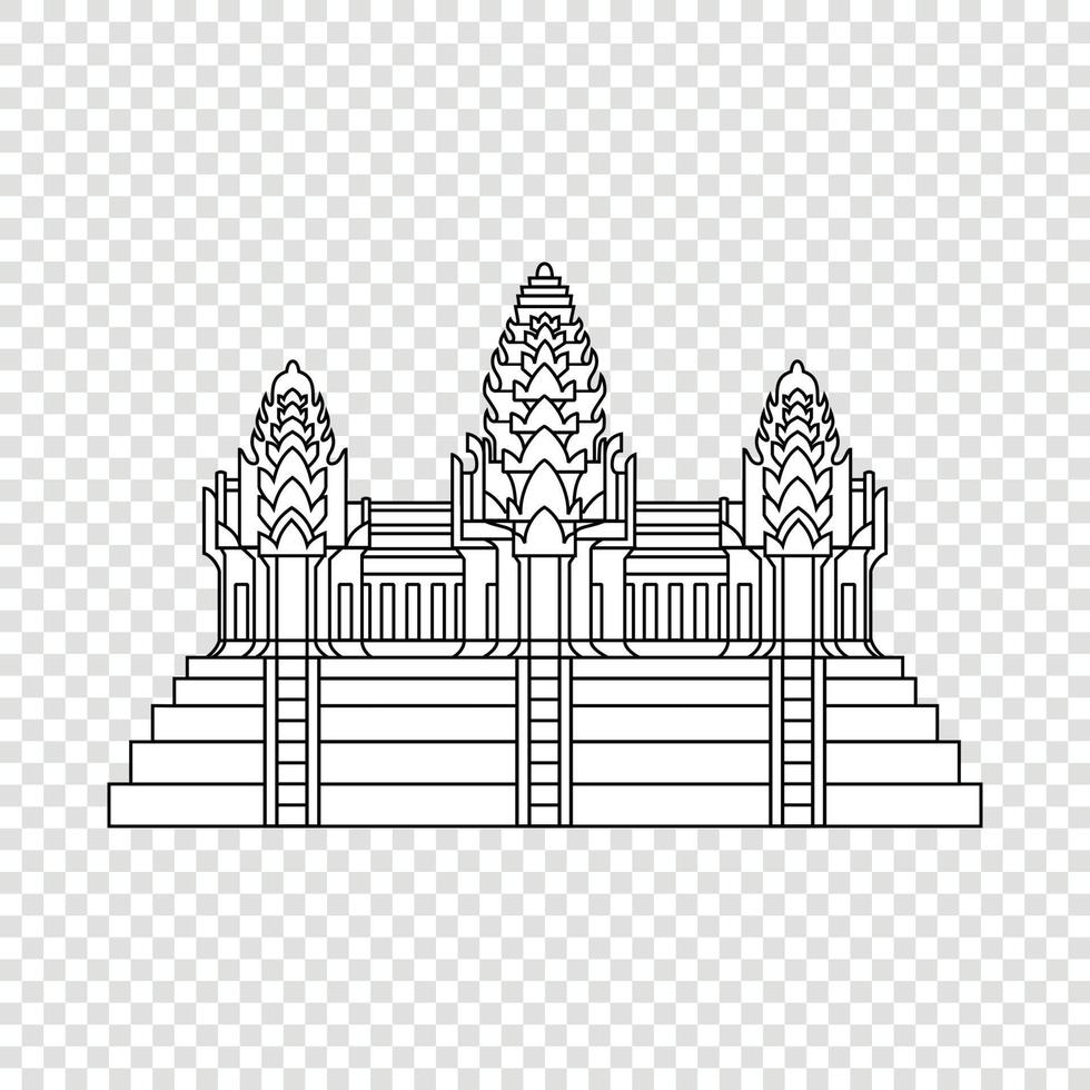 fino linha emblema do Camboja vetor