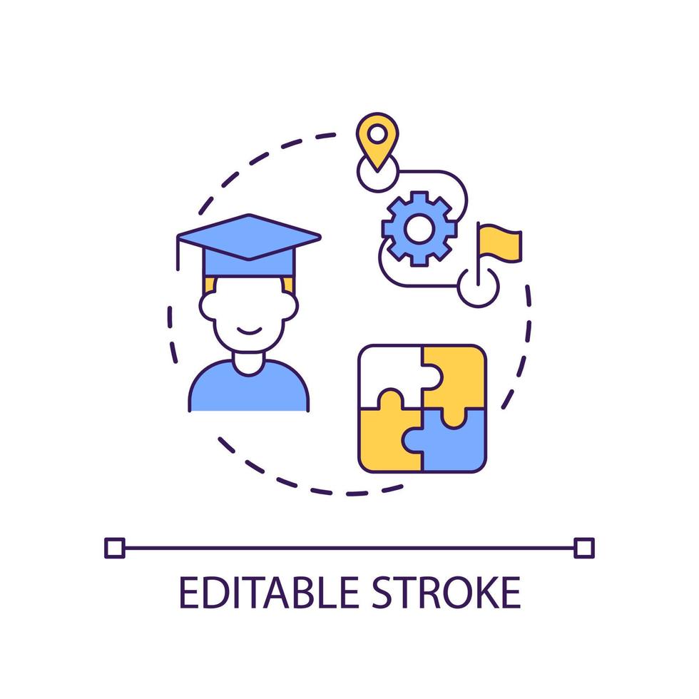 Aprendendo caminho conceito ícone. Educação programa caminho abstrato idéia fino linha ilustração. alcançar metas. estudando experiência. isolado esboço desenho. editável acidente vascular encefálico vetor