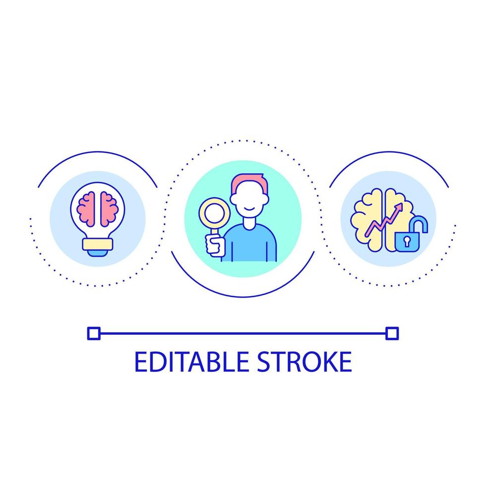 intelectual desenvolvimento ciclo conceito ícone. alternativo soluções para desenvolvimento. debate abstrato idéia fino linha ilustração. isolado esboço desenho. editável acidente vascular encefálico vetor