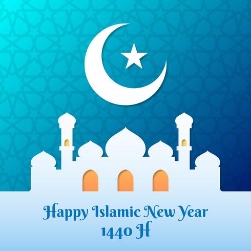 Feliz Novo Hijri Ano 1440H Ilustração vetor