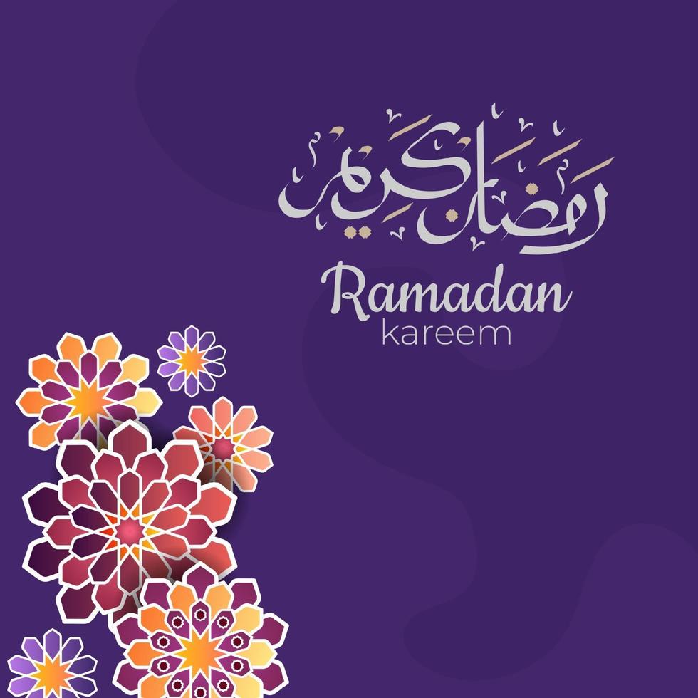 caligrafia árabe ramadan kareem com ornamentos islâmicos tradicionais. ilustração vetorial vetor