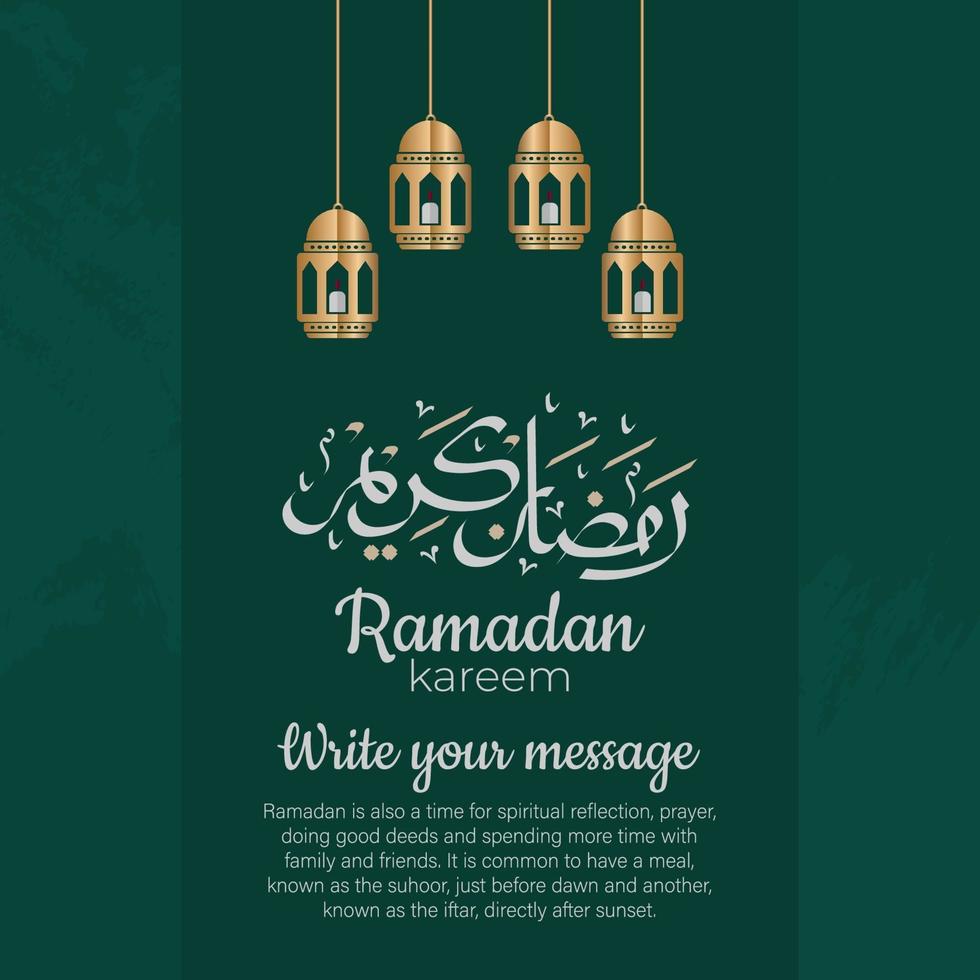 caligrafia árabe ramadan kareem com ornamentos islâmicos tradicionais. ilustração vetorial vetor