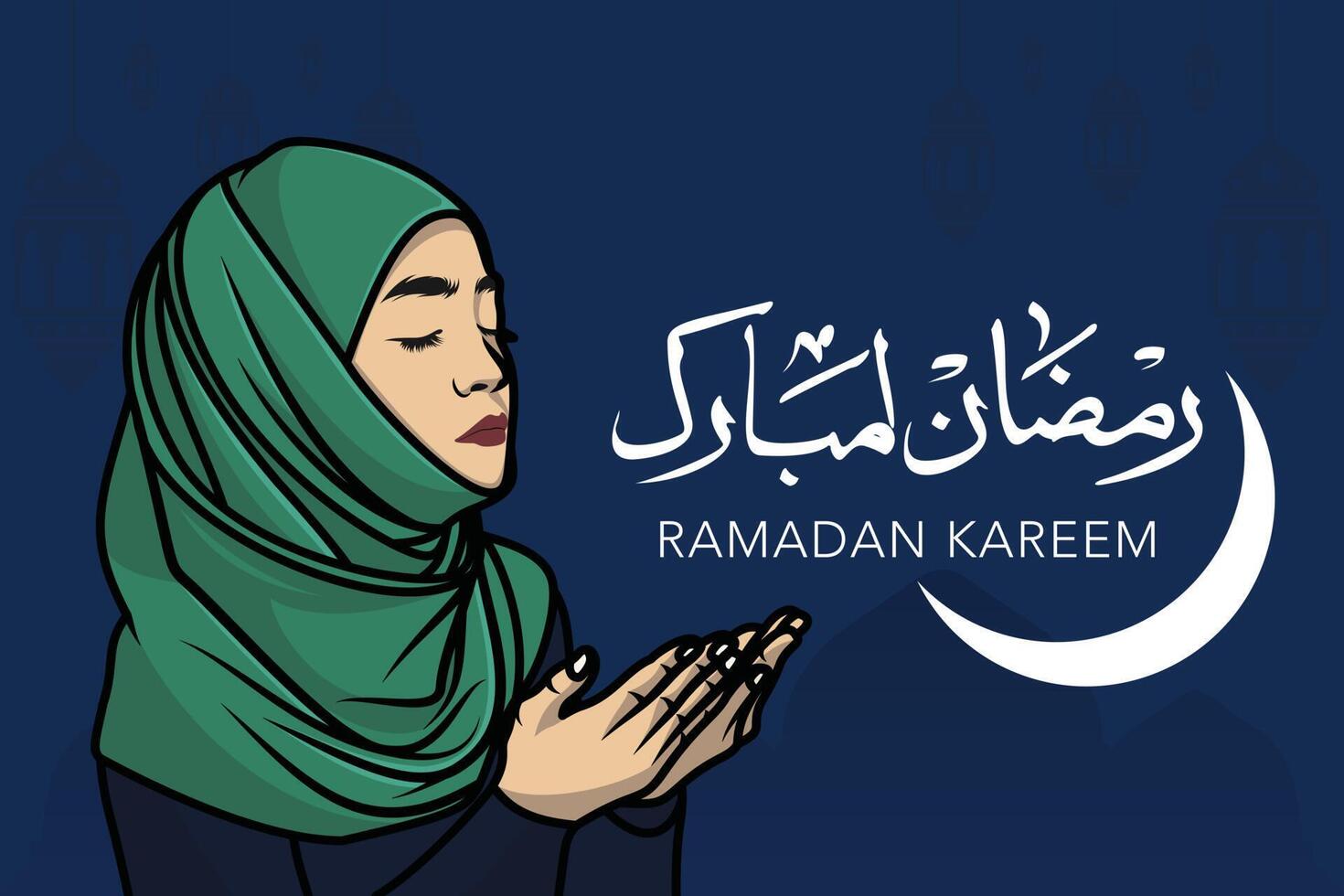 Ramadã kareem árabe tipografia com lua vetor cumprimento fundo poster Projeto. islâmico feriado ícone conceito. Ramadã kareem. islâmico cumprimento cartão modelo com Ramadã para papel de parede Projeto.