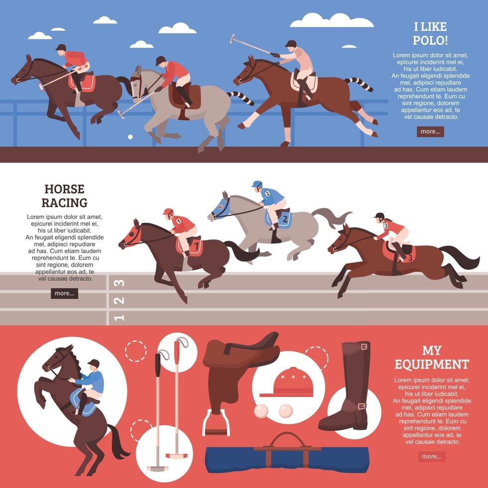 ilustração vetorial de banners horizontais de esporte equestre vetor