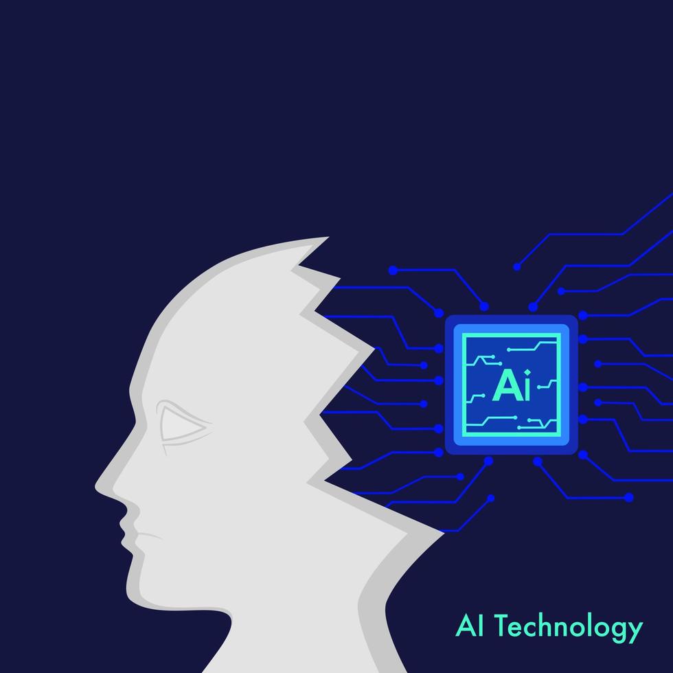 futurista artificial inteligência do digital humano com neural cérebros rede para profundo Aprendendo dados. vetor