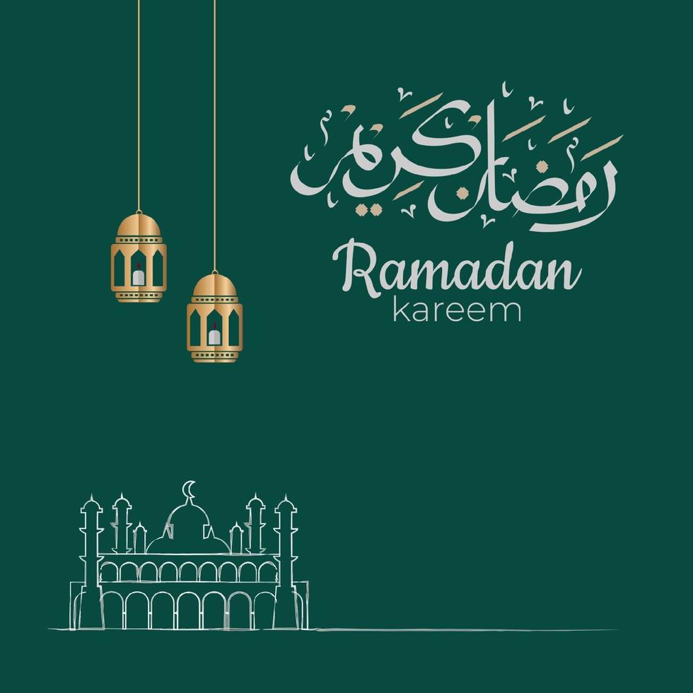 caligrafia árabe ramadan kareem com ornamentos islâmicos tradicionais. ilustração vetorial vetor