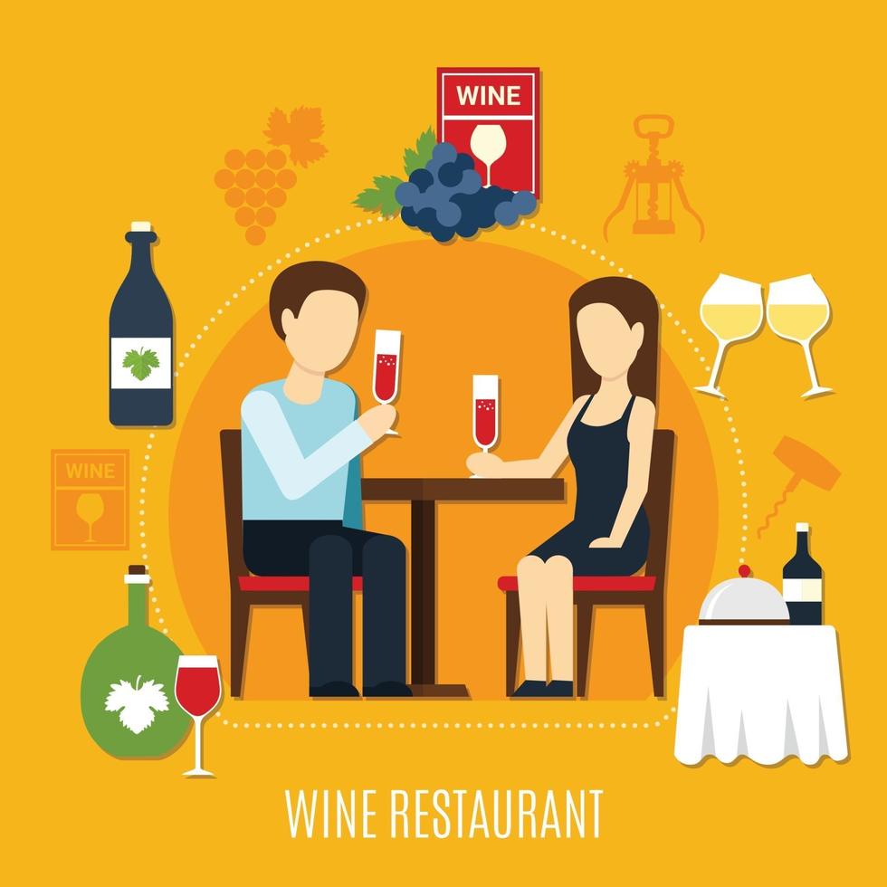 ilustração em vetor restaurante vinho liso
