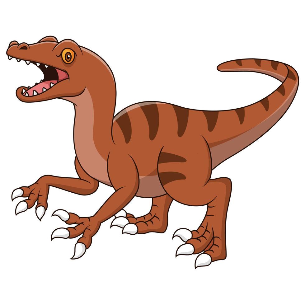 Bravo velociraptor desenho animado. vetor ilustração