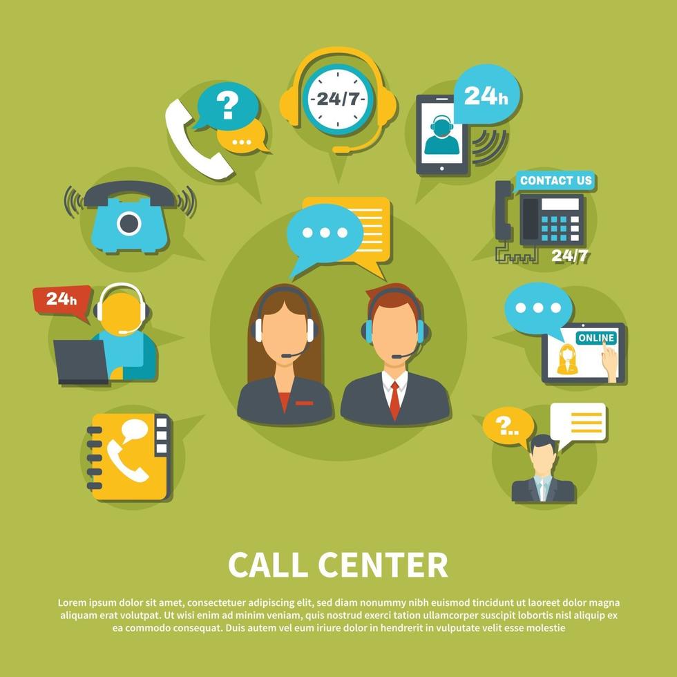 ilustração vetorial de composição de call center vetor