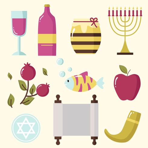 Vetor de elemento plano Rosh Hashanah