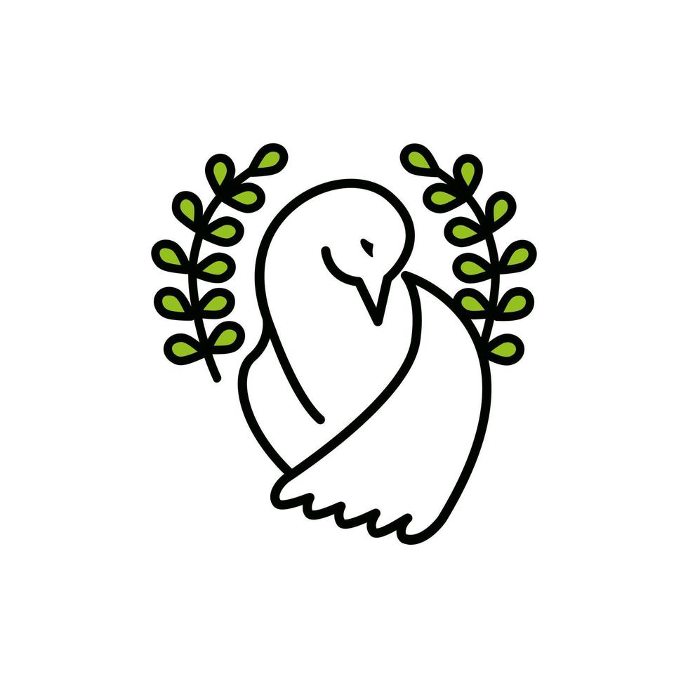 Pombo do Paz com a Oliva ramo. pomba do paz. símbolo do paz. linha ícone Projeto. vetor ilustração isolado em branco