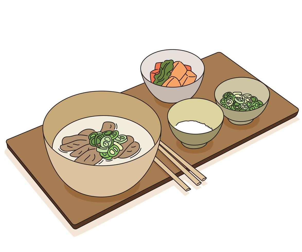 comida de sopa de carne coreana. mão desenhada estilo ilustrações vetoriais. vetor