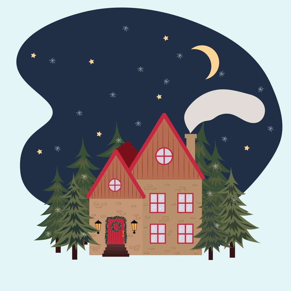 casa dentro a floresta. inverno. Natal. Alto qualidade vetor ilustração.