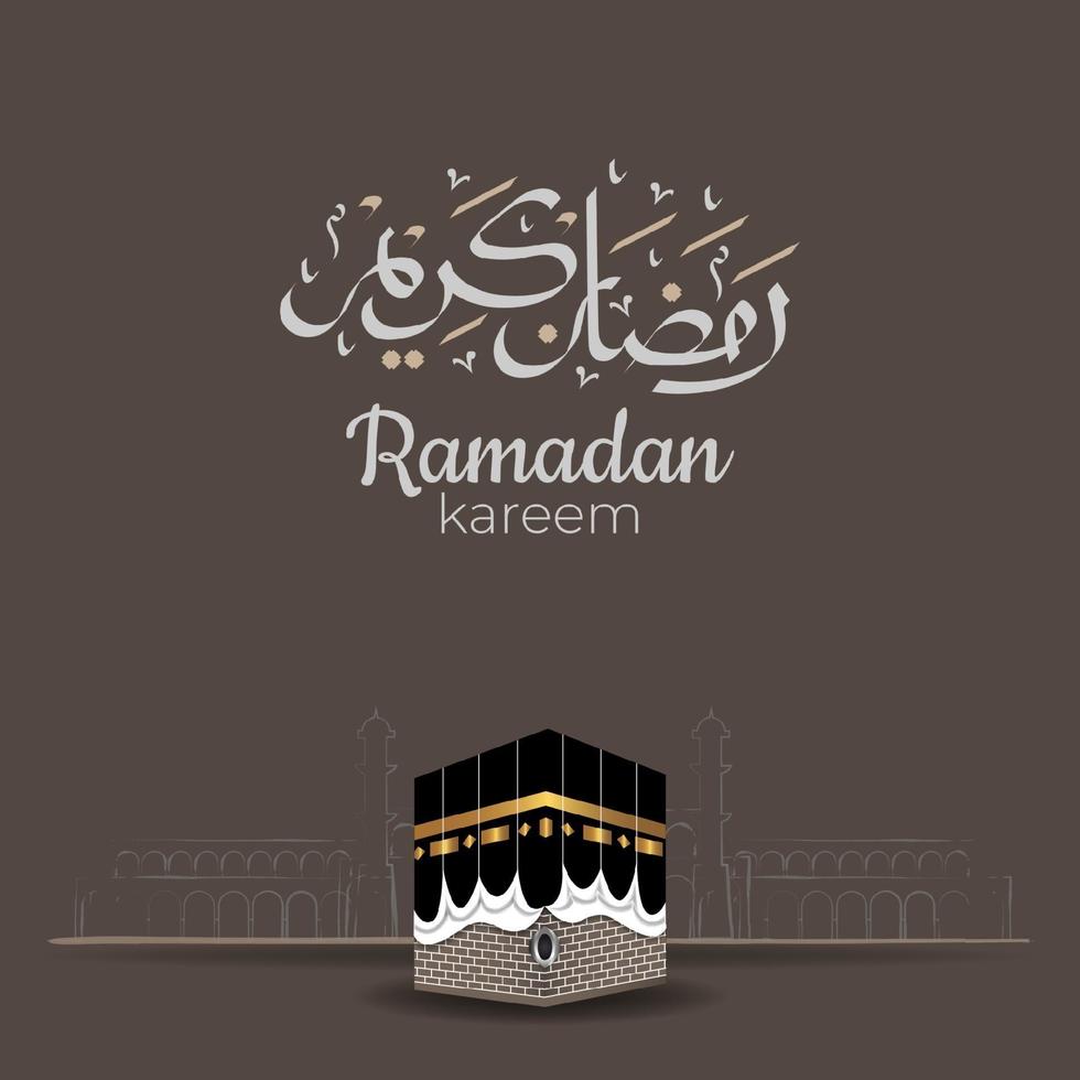 caligrafia árabe ramadan kareem com ornamentos islâmicos tradicionais. ilustração vetorial vetor