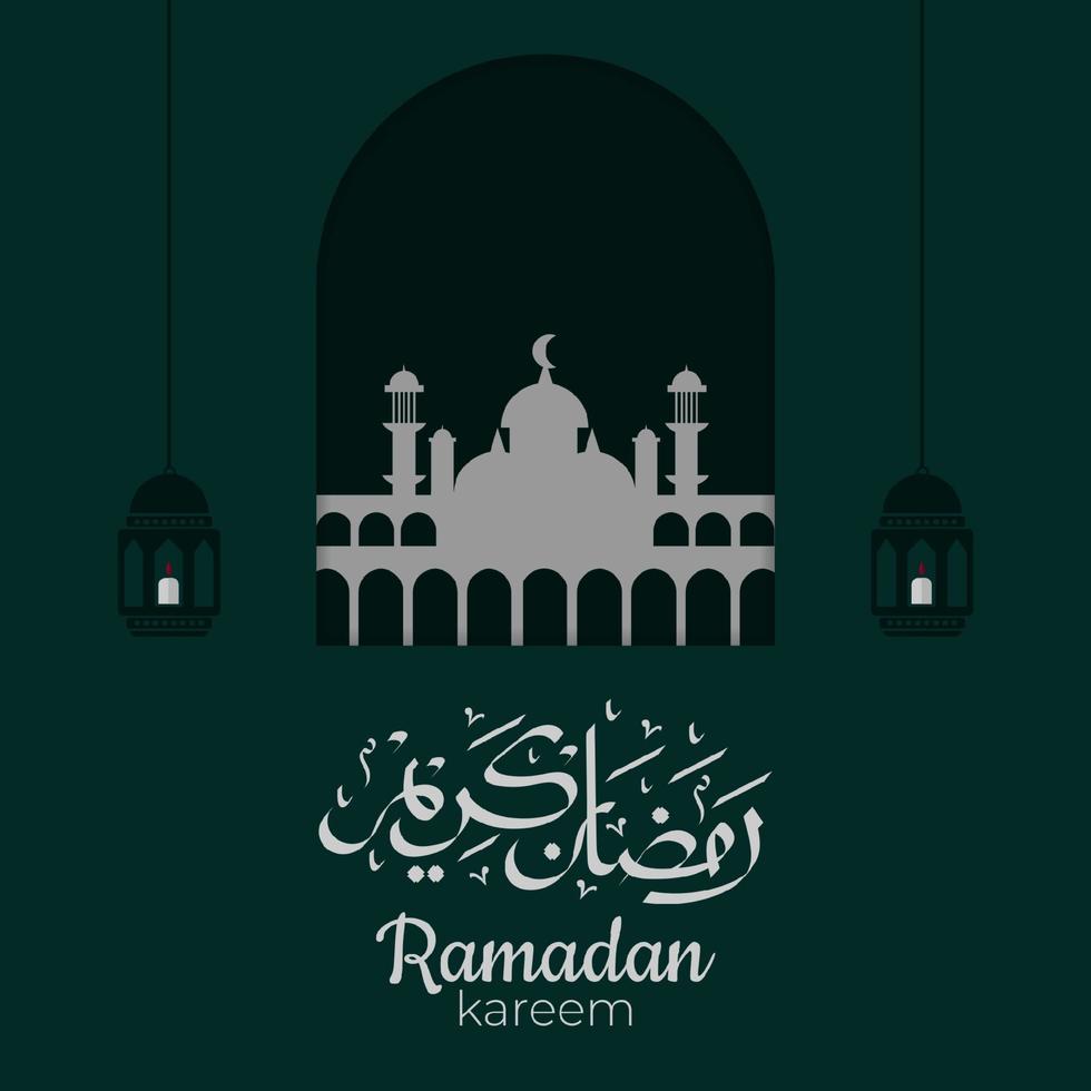 caligrafia árabe ramadan kareem com ornamentos islâmicos tradicionais. ilustração vetorial vetor