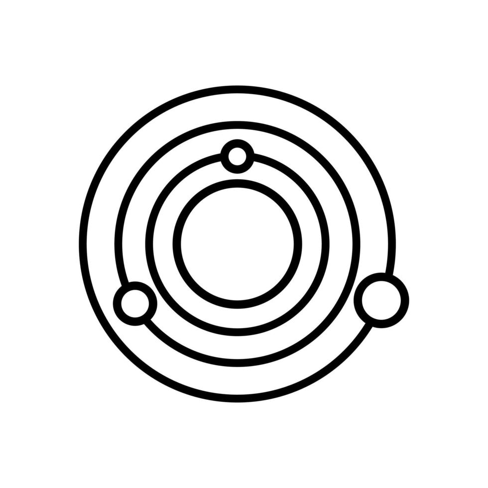 Estrela sistema ícone vetor. espaço ilustração placa. planetas e Sol símbolo. átomo logotipo. vetor