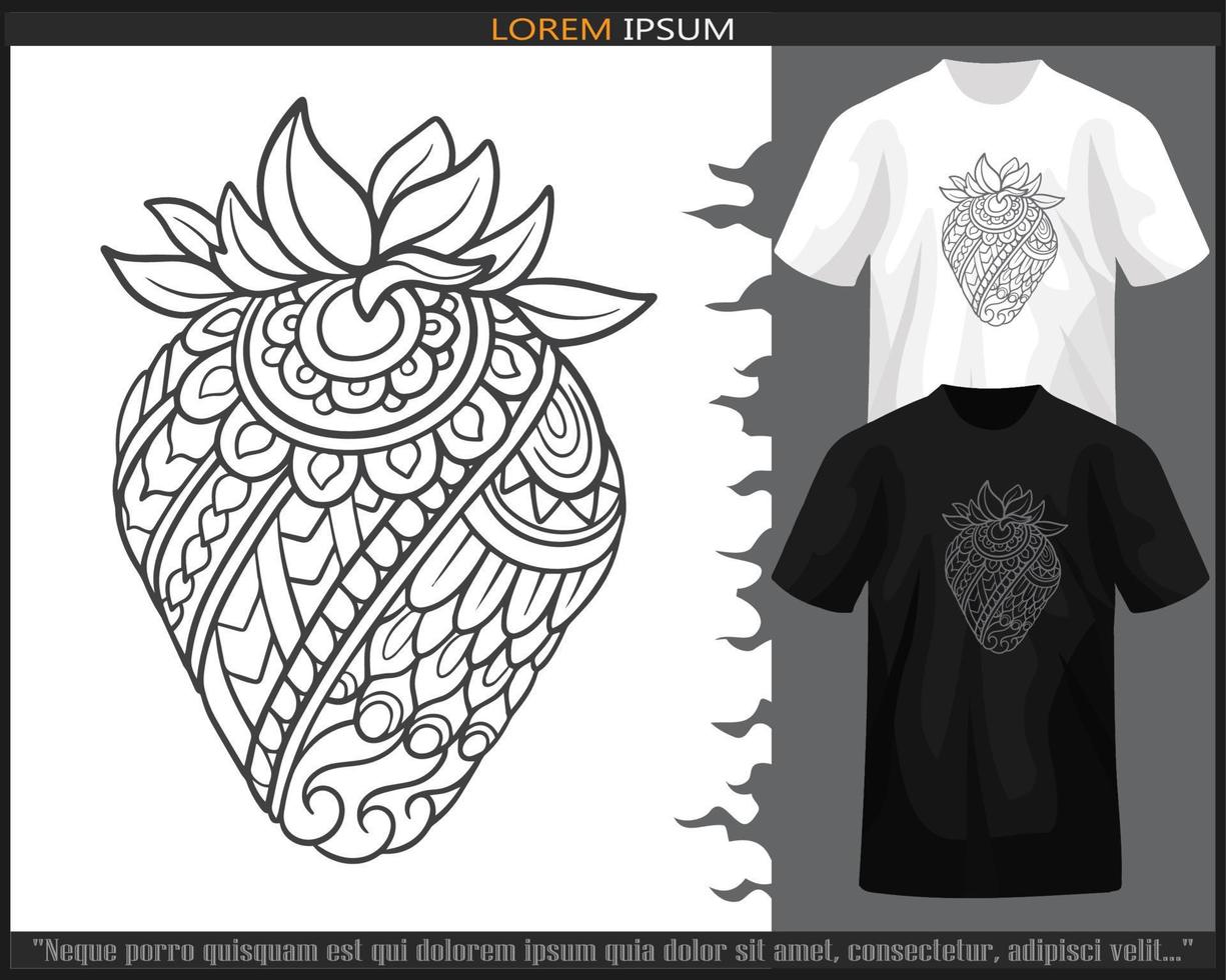 morango fruta mandala artes isolado em Preto e branco t camisa. vetor