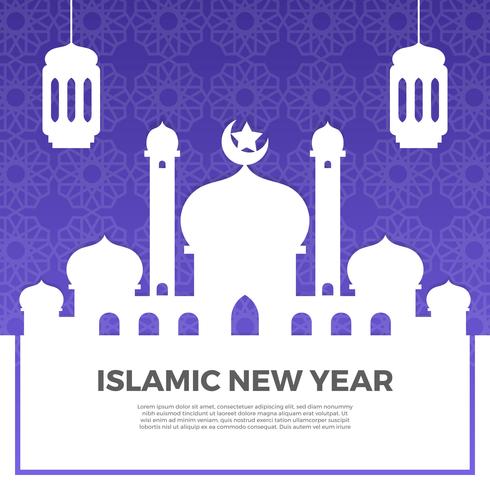 Saudações de ano novo islâmico minimalista com ilustração em vetor gradiente padrão fundo