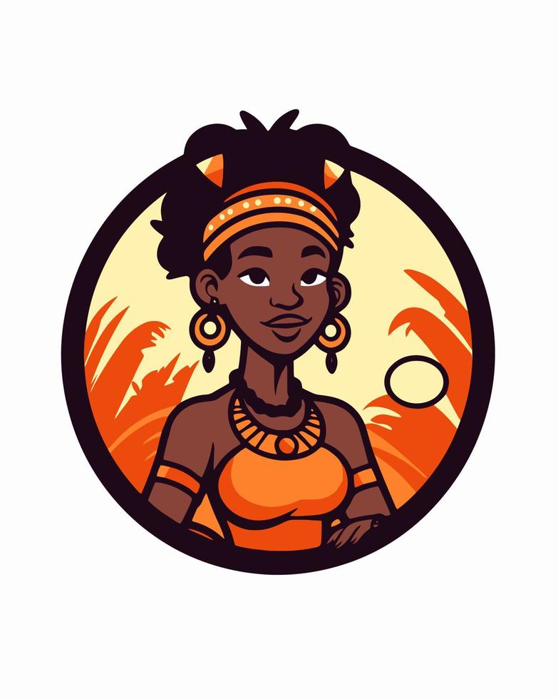 africano menina logotipo vetor