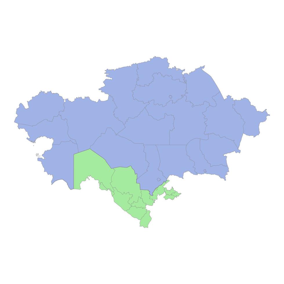 Alto qualidade político mapa do Cazaquistão e uzbequistão com fronteiras do a regiões ou províncias vetor
