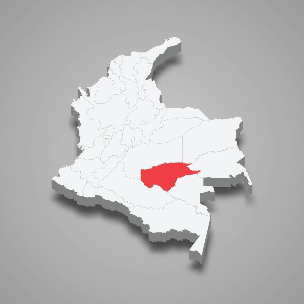 guaviare região localização dentro Colômbia 3d mapa vetor