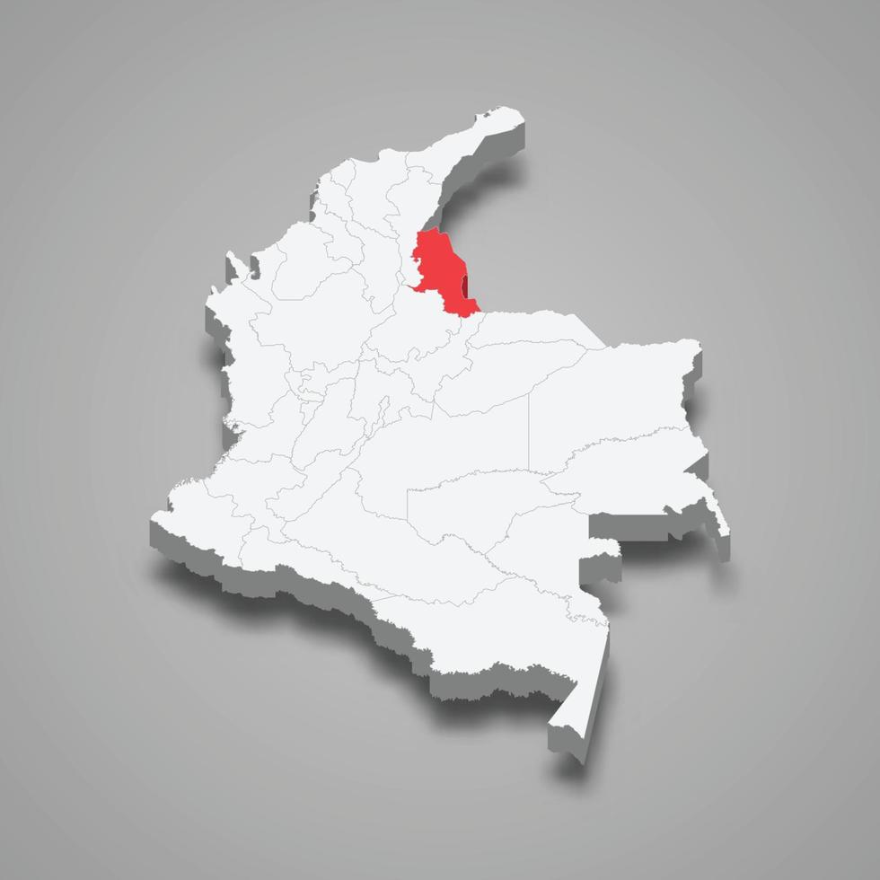 norte de santander região localização dentro Colômbia 3d mapa vetor