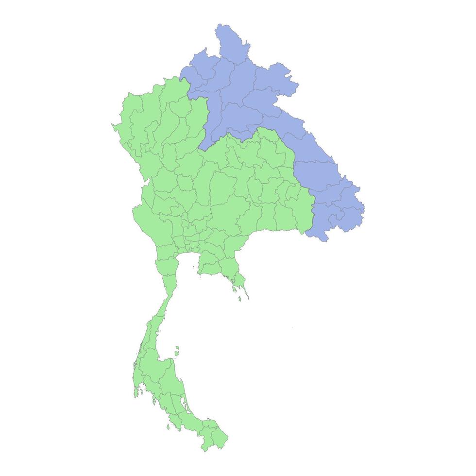 Alto qualidade político mapa do Tailândia e Laos com fronteiras do a regiões ou províncias. vetor