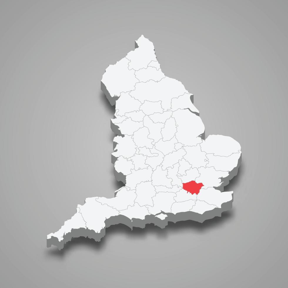 maior Londres município localização dentro Inglaterra 3d mapa vetor
