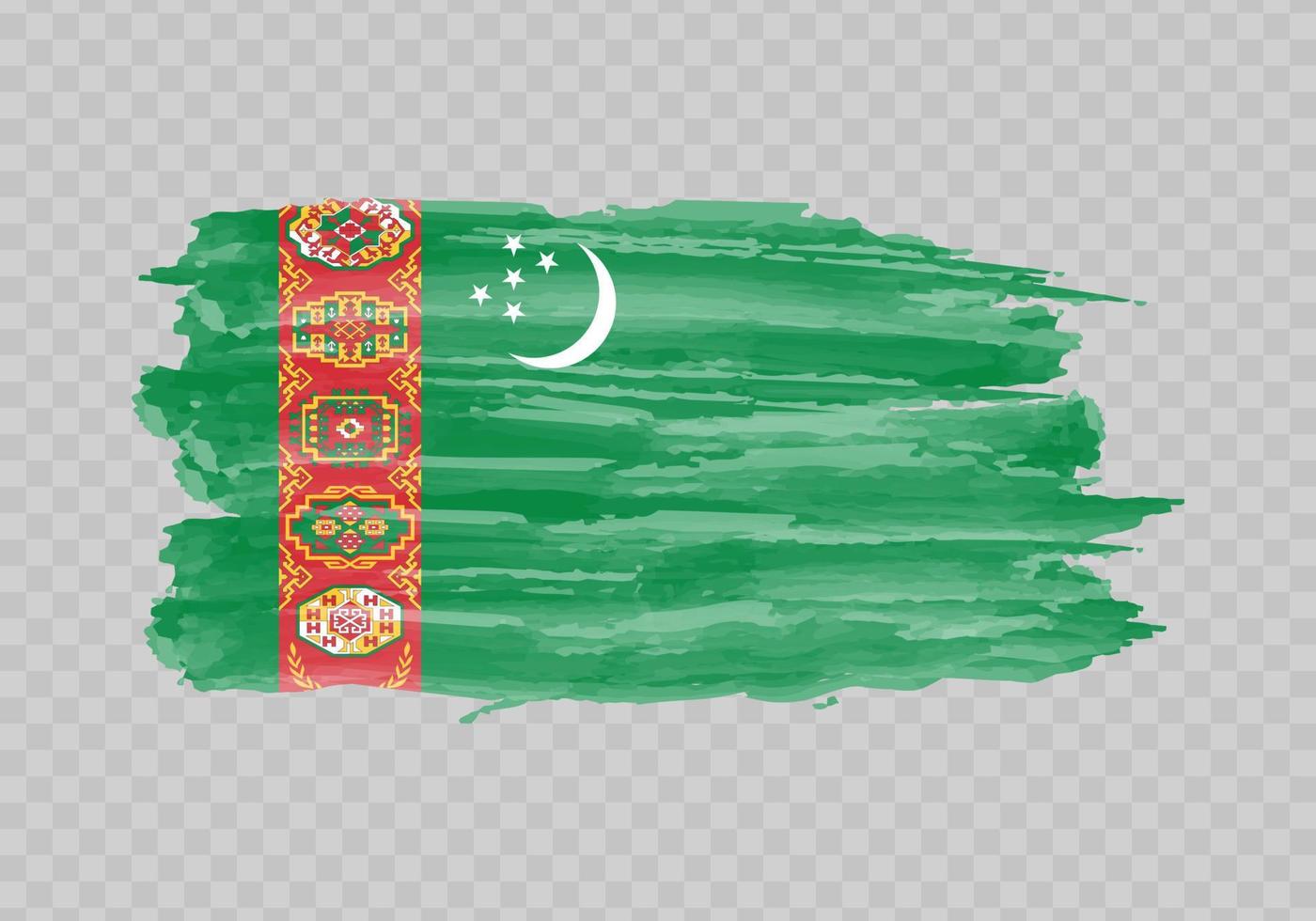 aguarela pintura bandeira do Turquemenistão vetor