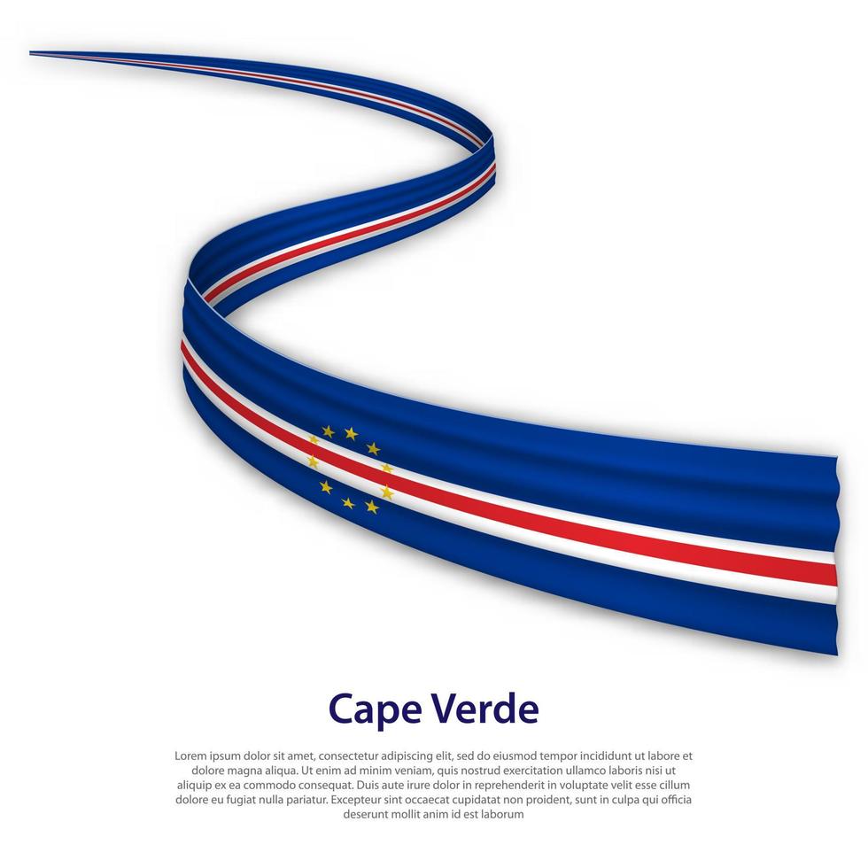 acenando a fita ou banner com bandeira de cabo verde vetor