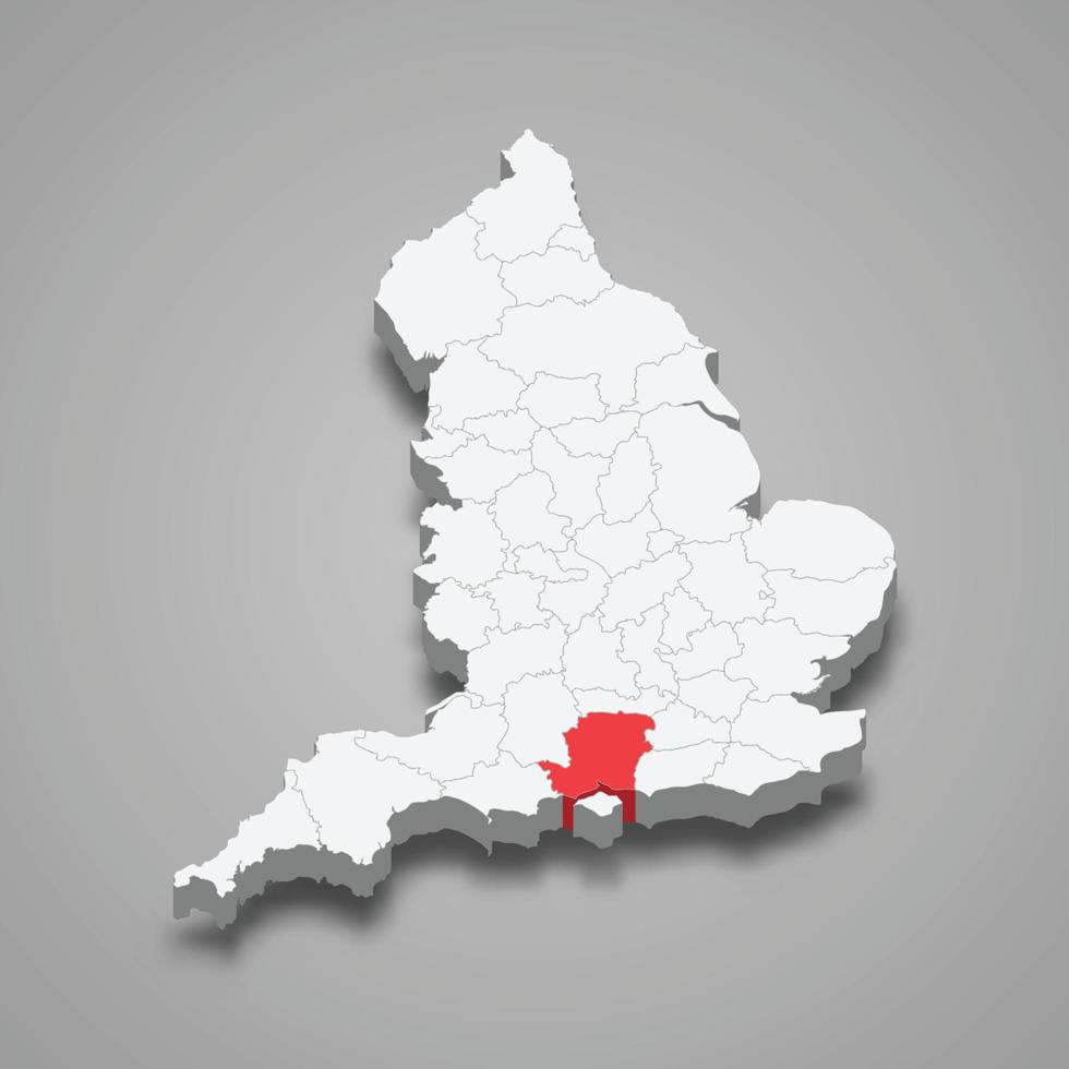 Hampshire município localização dentro Inglaterra 3d mapa vetor