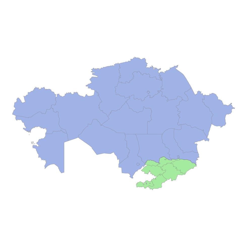Alto qualidade político mapa do Cazaquistão e Quirguistão com fronteiras do a regiões ou províncias vetor