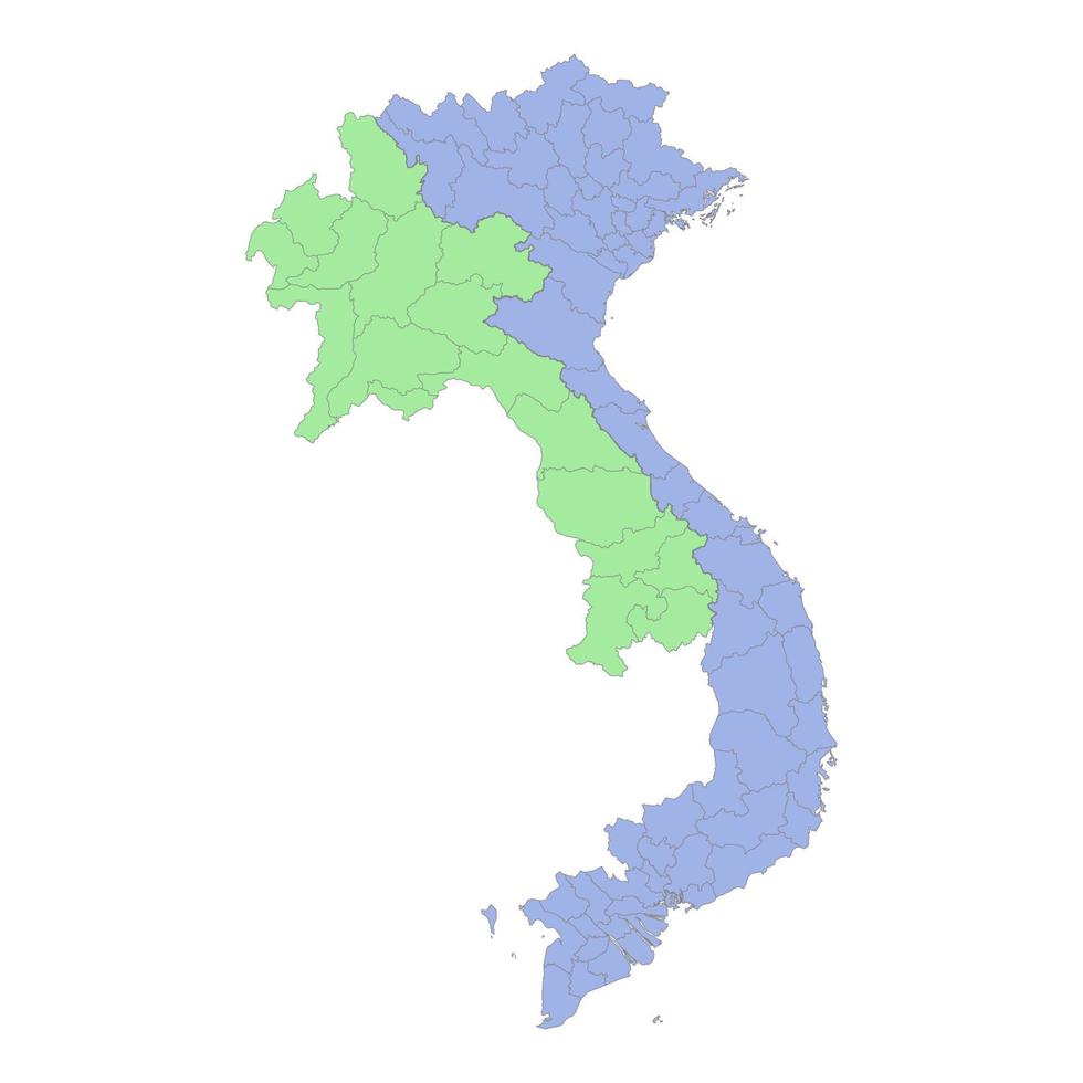 Alto qualidade político mapa do Vietnã e Laos com fronteiras do a regiões ou províncias vetor