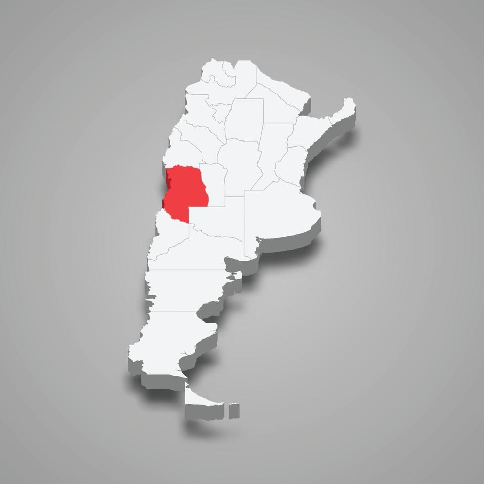 Mendonza região localização dentro Argentina 3d mapa vetor