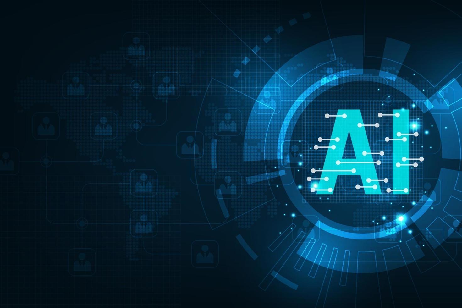 interface do sistema operacional inteligente ai em um fundo azul escuro. vetor