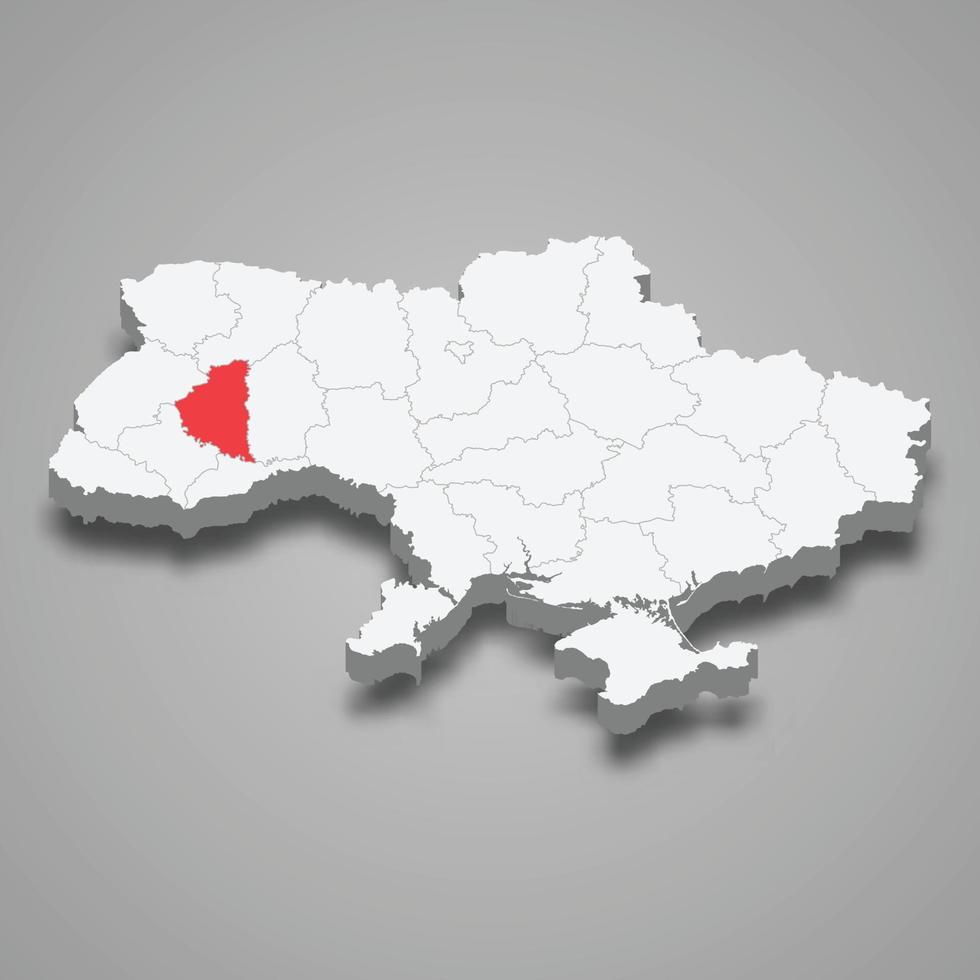 ternopil oblast. região localização dentro Ucrânia 3d mapa vetor