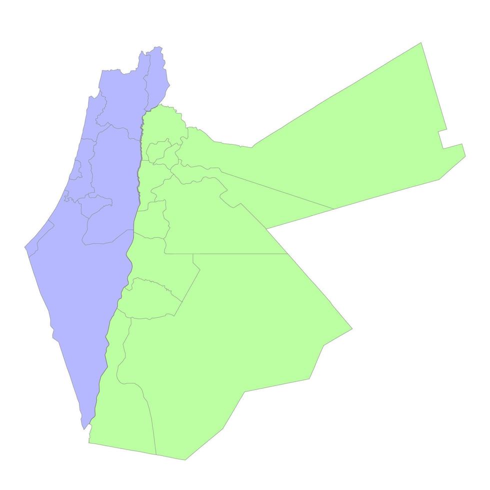 Alto qualidade político mapa do Israel e Jordânia com fronteiras do a regiões ou províncias vetor