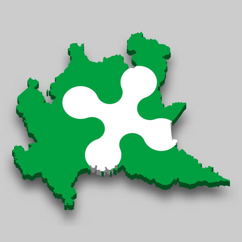 3d isométrico mapa do Lombardia é uma região do Itália vetor